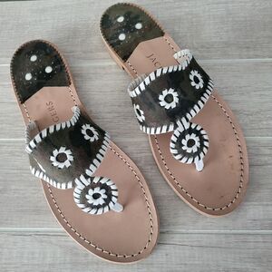 Jack Rogers Camo Flat Sandals Green White‎ Slip On Size 9 9M